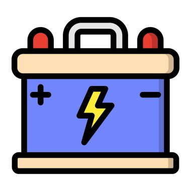 Pil Vektörü Simgesi Tasarım Çizimi