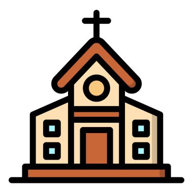 Kilise Vektörü Simgesi Tasarım İllüstrasyonu