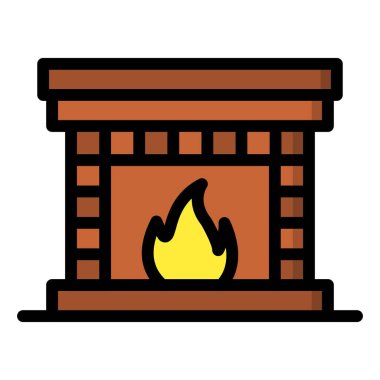 Şömine Vektörü Simgesi Tasarımı Çizimi