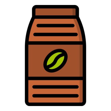 Kahve Paketi Vektör Simgesi Tasarımı Çizimi