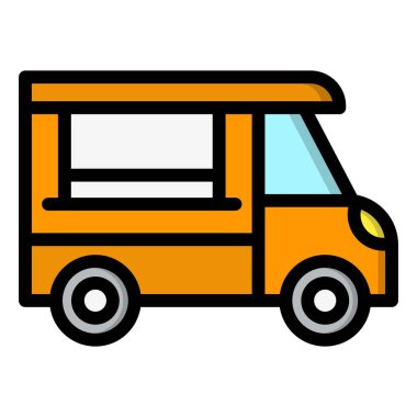 Kahve Kamyonu Vektör Simgesi Tasarım Çizimi