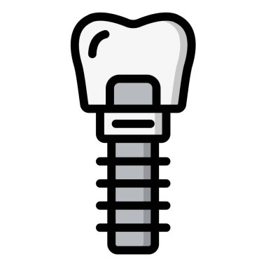 Diş İmplantı Vektör Simgesi Tasarım İllüstrasyonu