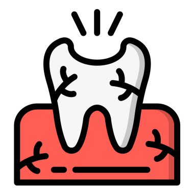 Kırık Diş Vektörü Simgesi Tasarım İllüstrasyonu