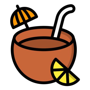 Hindistan cevizi Su Vektörü Simgesi Tasarım Çizimi