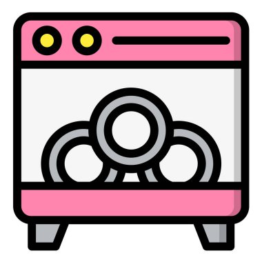 Bulaşık Makinesi Vektör Simgesi Tasarım İllüstrasyonu