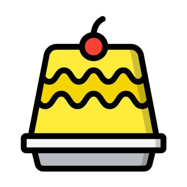 Pudding Vektör Simgesi Tasarım Çizimi