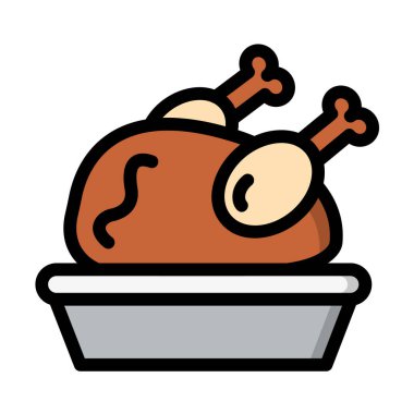 Kızarmış Tavuk Vektör Simgesi Tasarım Çizimi