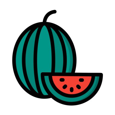 Karpuz Vektör Simgesi Tasarım Çizimi