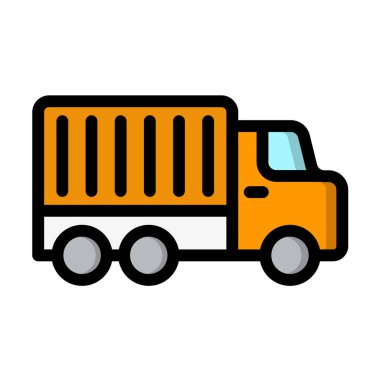 Teslimat Kamyonu Vektör Simgesi Tasarımı İllüstrasyonu