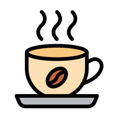 Kahve Vektörü Simgesi Tasarım Çizimi