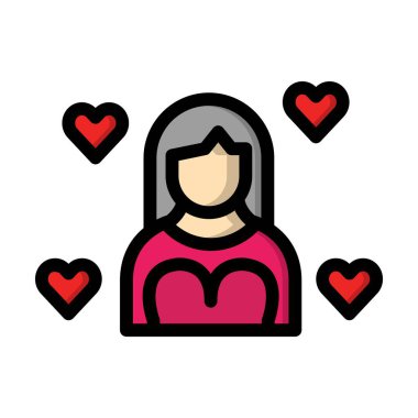 Kız Vektör Simgesi Tasarım İllüstrasyonu