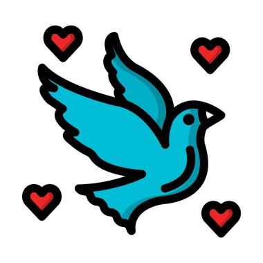 Aşk Kuşları Vektör Simgesi Tasarım İllüstrasyonu
