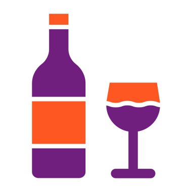 Şarap Vektörü Simgesi Tasarım Çizimi