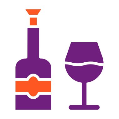 Şarap Vektörü Simgesi Tasarım Çizimi