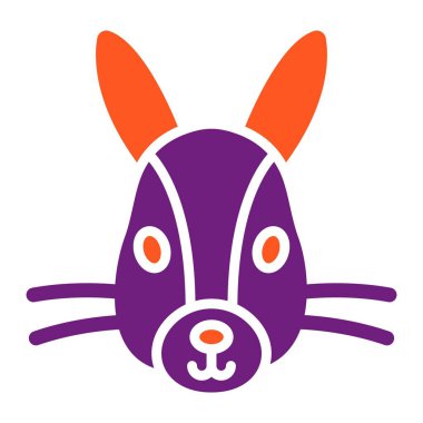 Tavşan Vektörü Simgesi Tasarım İllüstrasyonu