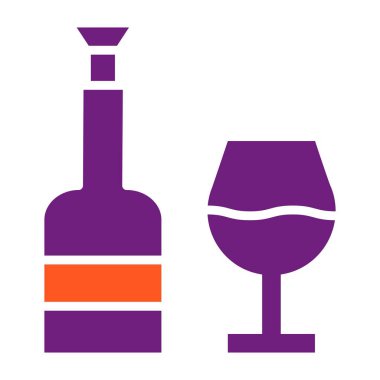 Şarap Vektörü Simgesi Tasarım Çizimi