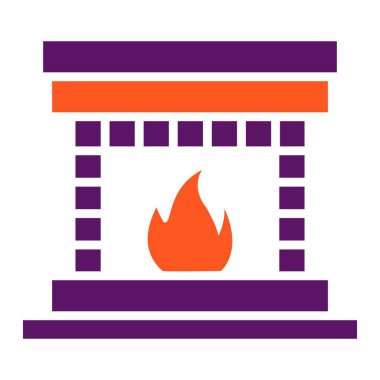 Şömine Vektörü Simgesi Tasarımı Çizimi