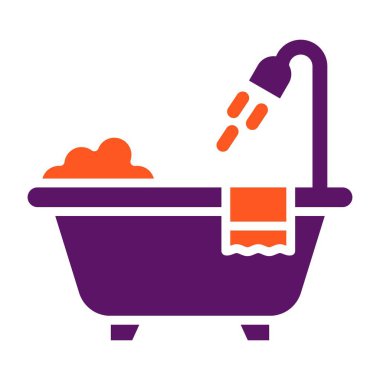 Küvet Vektörü Simgesi Tasarım İllüstrasyonu