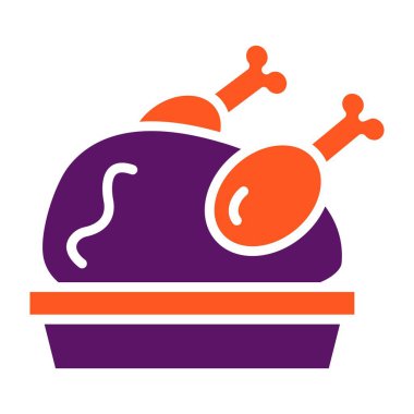 Kızarmış Tavuk Vektör Simgesi Tasarım Çizimi