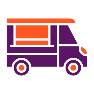 Kahve Kamyonu Vektör Simgesi Tasarım Çizimi