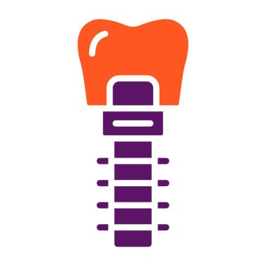 Diş İmplantı Vektör Simgesi Tasarım İllüstrasyonu