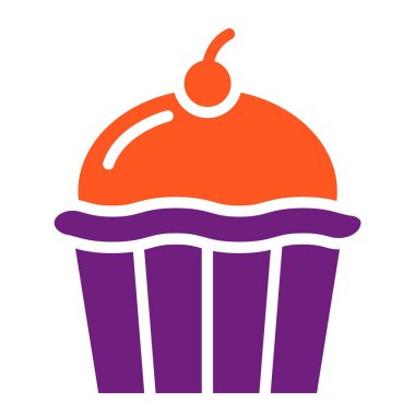 Cupcake Vektör Simgesi Tasarım İllüstrasyonu
