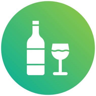 Şarap Vektörü Simgesi Tasarım Çizimi