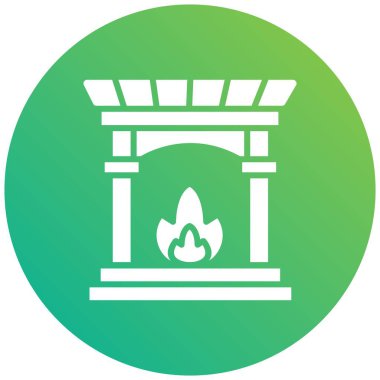 Şömine Vektörü Simgesi Tasarımı Çizimi