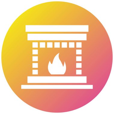 Şömine Vektörü Simgesi Tasarımı Çizimi