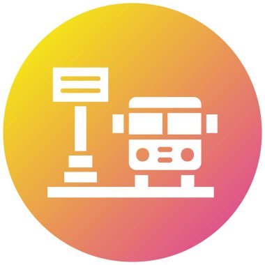 Otobüs Durağı Vektör Simgesi Tasarım İllüstrasyonu