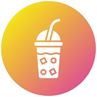 Buzlu Kahve Vektörü Simgesi Tasarımı Çizimi