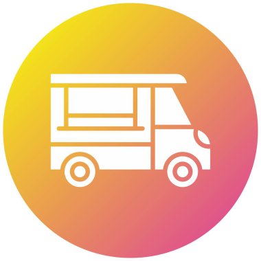 Kahve Kamyonu Vektör Simgesi Tasarım Çizimi