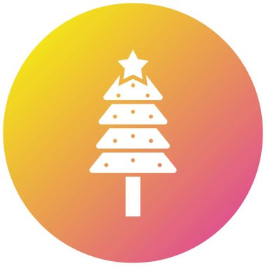 Noel Ağacı Vektör Simgesi Tasarım Çizimi