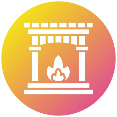 Şömine Vektörü Simgesi Tasarımı Çizimi