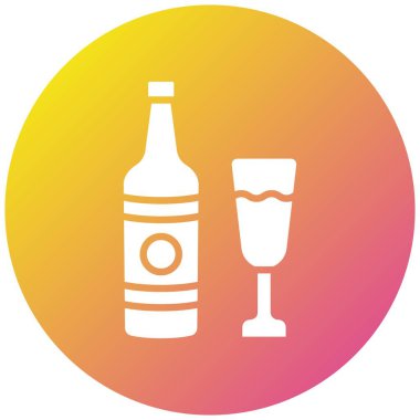 Şampanya Vektörü Simgesi Tasarım İllüstrasyonu