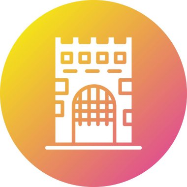 Ortaçağ Kapı Vektör Simgesi Tasarım İllüstrasyonu