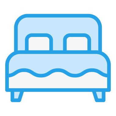 Çift yatak Vektör Simgesi Tasarım Çizimi