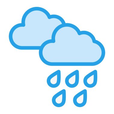 Yağmur Vektörü Simgesi Tasarım Çizimi