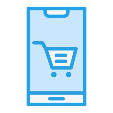 Mobil Alışveriş Vektörü Simgesi Tasarım İllüstrasyonu