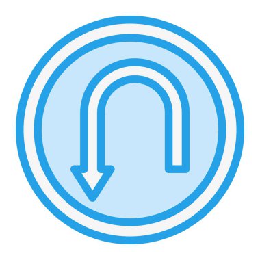 U dönüşü Vektör Simgesi Tasarım Çizimi