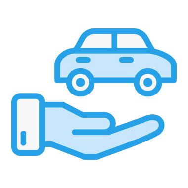 Araba Sigortası Vektör Simgesi Tasarım Çizimi