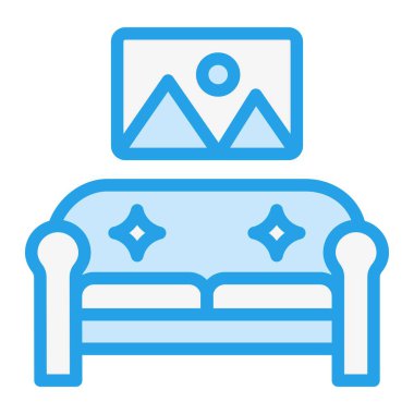 Oturma odası Vektör Simgesi Tasarım Çizimi