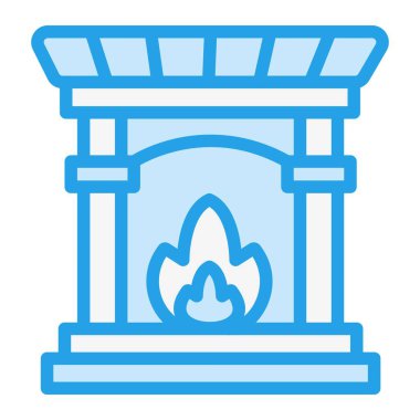 Şömine Vektörü Simgesi Tasarımı Çizimi