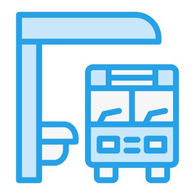 Otobüs Durağı Vektör Simgesi Tasarım İllüstrasyonu