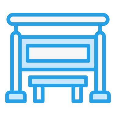 Otobüs Durağı Vektör Simgesi Tasarım İllüstrasyonu