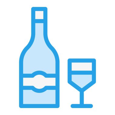 Şarap Vektörü Simgesi Tasarım Çizimi