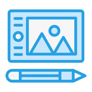 Grafik Tableti Vektör Simgesi Tasarım İllüstrasyonu