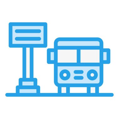 Otobüs Durağı Vektör Simgesi Tasarım İllüstrasyonu