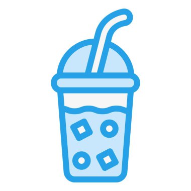 Buzlu Kahve Vektörü Simgesi Tasarımı Çizimi