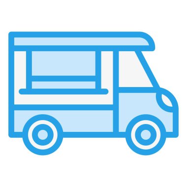 Kahve Kamyonu Vektör Simgesi Tasarım Çizimi